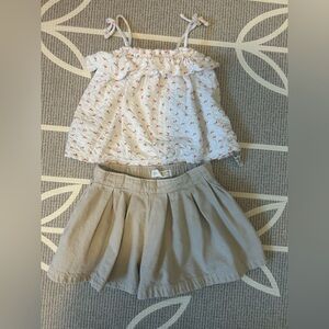 Zara White and Red Floral Kids Tank Top w/ shorts